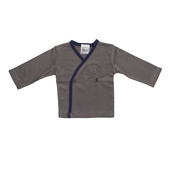 Newborn Long Sleeve T-Shirt in Organic Pima Cotton has an Angel embroidery in contrasting colour