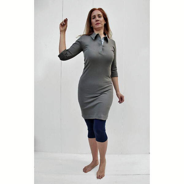 stretch Polo dress organic pima cotton 3/4 sleeve slowfashion